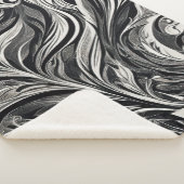 -エレガント白黒の抽象芸術フロー シェルパブランケット (3/4)