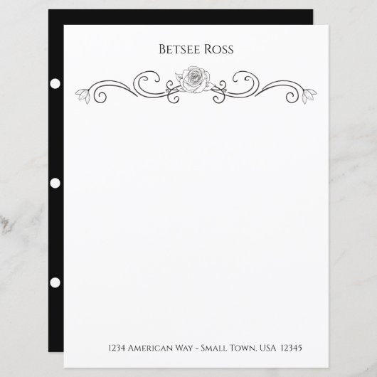 エレガント白黒の文具パーソナライズされた (正面/裏面)