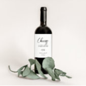 エレガント白黒の書結婚道 ワインラベル