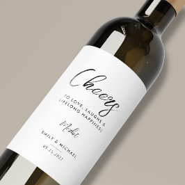 エレガント白黒の書結婚道 ワインラベル