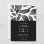 エレガント白黒の水の色の結婚葉 招待状 (正面)