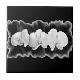 エレガント白黒の水の色の蘭 タイル