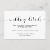 エレガント白黒の結婚詳細カード エンクロージャーカード (正面)