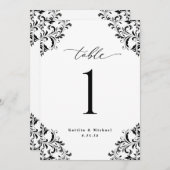 エレガント白黒の結婚5 x 7テーブル・ナンバー・カード 招待状 (正面/裏面)