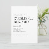 エレガント白黒の背結婚景がすべて1つになる 招待状 (スタンド正面)