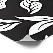 エレガント白黒の葉柄 ポスター (角)