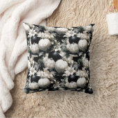 エレガント白黒の飾り模様 クッション (ブランケット)