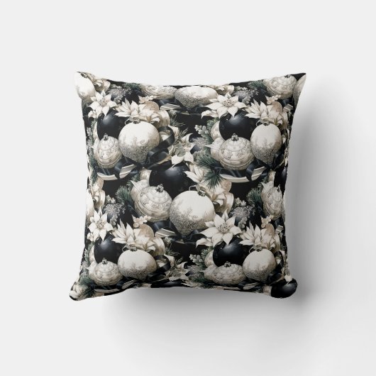 エレガント白黒の飾り模様 クッション (裏面)