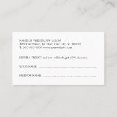 エレガント白黒はさみ髪サロンクーポン 割引カード (裏面)