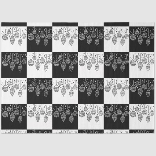 エレガント白黒ぶら下がったオーナメントモダン 薄葉紙 (正面)