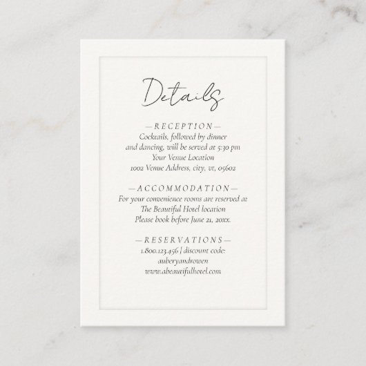 エレガント白黒アイボリープラテ結婚メーク詳細 エンクロージャーカード (正面)