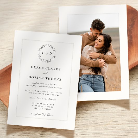 エレガント白黒アイボリープラテ結婚メーク 招待状