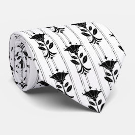 エレガント白黒アートデコ模様 ネクタイ