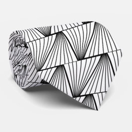 エレガント白黒アートデコ模様 ネクタイ