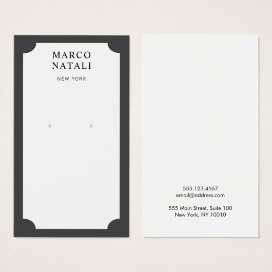 エレガント白黒イヤリング表示カード (正面&裏面)