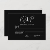 エレガント白黒ウェディングRSVPカード 出欠カード (正面/裏面)