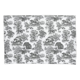 エレガント白黒ウマ素朴ントワール 枕カバー