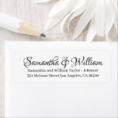 エレガント白黒カスタムスクリプト名結婚の ラベル (インサイチュ)