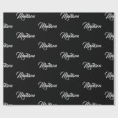 エレガント白黒カスタム書名 ラッピングペーパー (フラット)