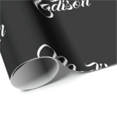 エレガント白黒カスタム書名 ラッピングペーパー (ロールコーナー)