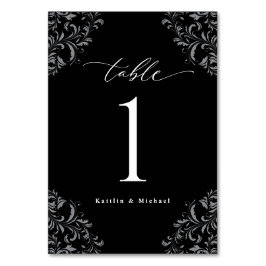 エレガント白黒クラシックヴィンテージ結婚スモール テーブルナンバー