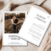 エレガント白黒クラシック写真結婚 招待状