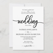 エレガント白黒クラシック結婚の 招待状 (正面)