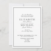 エレガント白黒クラシック詳細結婚 招待状 (正面)
