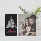 エレガント白黒クリスマスツリーカスタム写真 シーズンカード (スタンド正面)