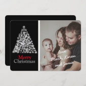 エレガント白黒クリスマスツリーカスタム写真 シーズンカード (正面/裏面)