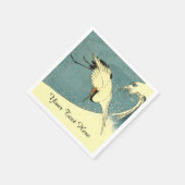 エレガント白黒ク飛んでいるレーン スタンダードカクテルナプキン (角)