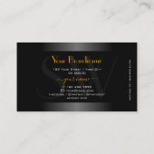 エレガント白黒グラデーションオレンジ色フレームモノグラム 名刺 (裏面)