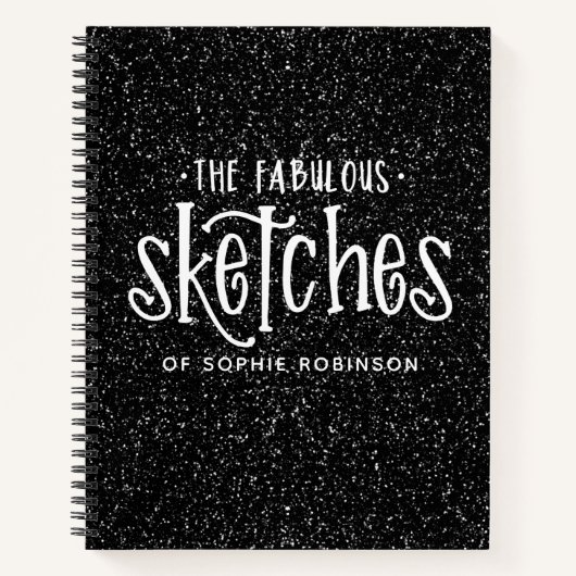 エレガント白黒グリッタースケッチブック ノートブック (正面)