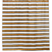 エレガント白黒ゴールデンストライプラインミニマル シャワーカーテン (正面)