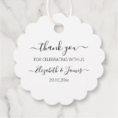 エレガント白黒サンキュー結婚式の引き出物ラベル フェイバータグ (裏面)