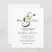 エレガント白黒シャンパン結婚式招待状 (正面/裏面)