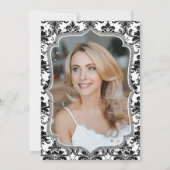 エレガント白黒シルバーフォト50誕生日 招待状 (裏面)