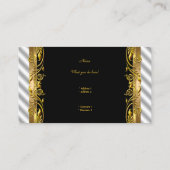 エレガント白黒シルバー金ゴールドフローラリップル 名刺 (裏面)