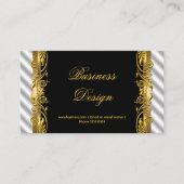 エレガント白黒シルバー金ゴールドフローラリップル 名刺 (正面)