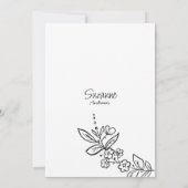 エレガント白黒シンプルフローラブライダルシャワー 招待状 (裏面)