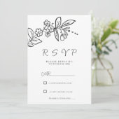 エレガント白黒シンプルフローラRSVP 招待状 (スタンド正面)