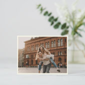 エレガント白黒シンプル写真の日付の保存 ポストカード (スタンド正面)