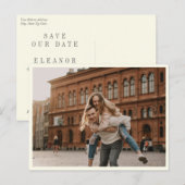 エレガント白黒シンプル写真の日付の保存 ポストカード (正面/裏面)