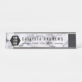 エレガント白黒シンプル大理石ロゴ銘板 デスクネームプレート (正面)