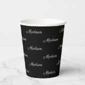 エレガント白黒スカスタムクリプト名パターン 紙コップ (裏面)