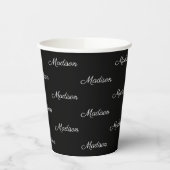 エレガント白黒スカスタムクリプト名パターン 紙コップ (左)
