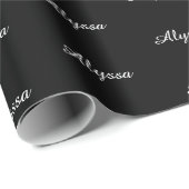 エレガント白黒スカスタムクリプト名誕生日 ラッピングペーパー (ロールコーナー)