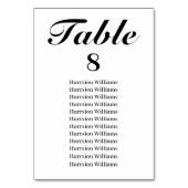 エレガント白黒スカスタムクリプト文字結婚の テーブルナンバー (裏面)