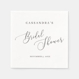 エレガント白黒スクリプシンプルトブライダルシャワー スタンダードカクテルナプキン