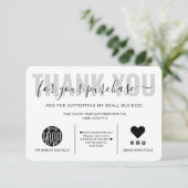 エレガント白黒スクリプトのロゴカスタマーに感謝 サンキューカード (スタンド正面)